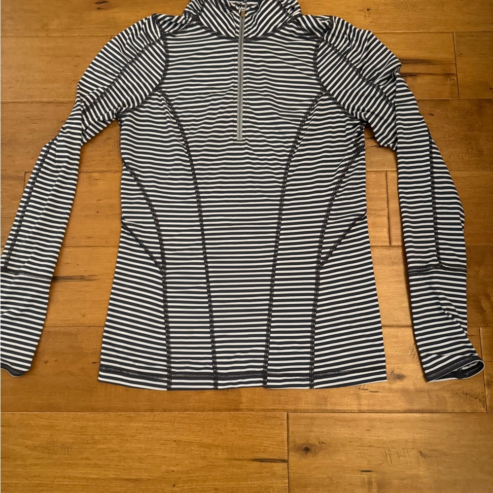 Striped Women's Athletic Top - Navy and White
